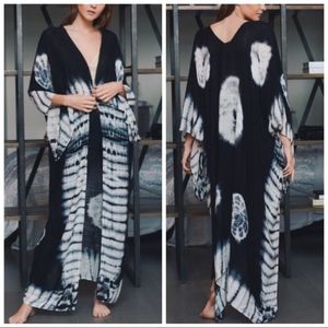 Boho Black Tie Dye Duster Kimono